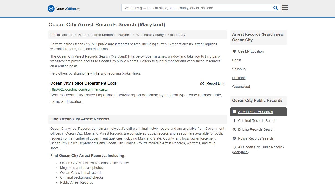Arrest Records Search - Ocean City, MD (Arrests & Mugshots) - County Office