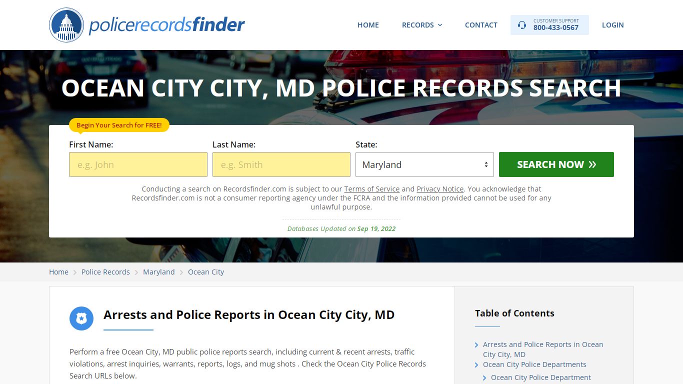 OCEAN CITY CITY, MD POLICE RECORDS SEARCH - RecordsFinder